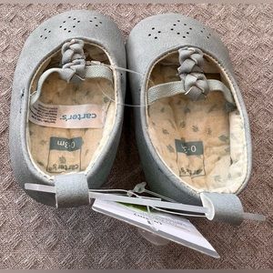 NWT Carter’s Baby adorable blue suede shoes with perforated toe & braided detail
